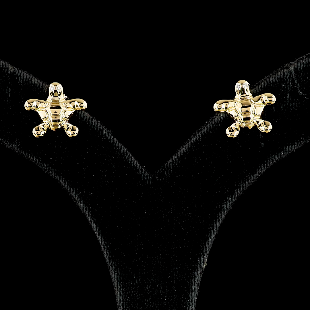 0.03 CT Round Lab Grown Diamond Symbol Earrings in 18K Yellow Gold — Laura Milman New York