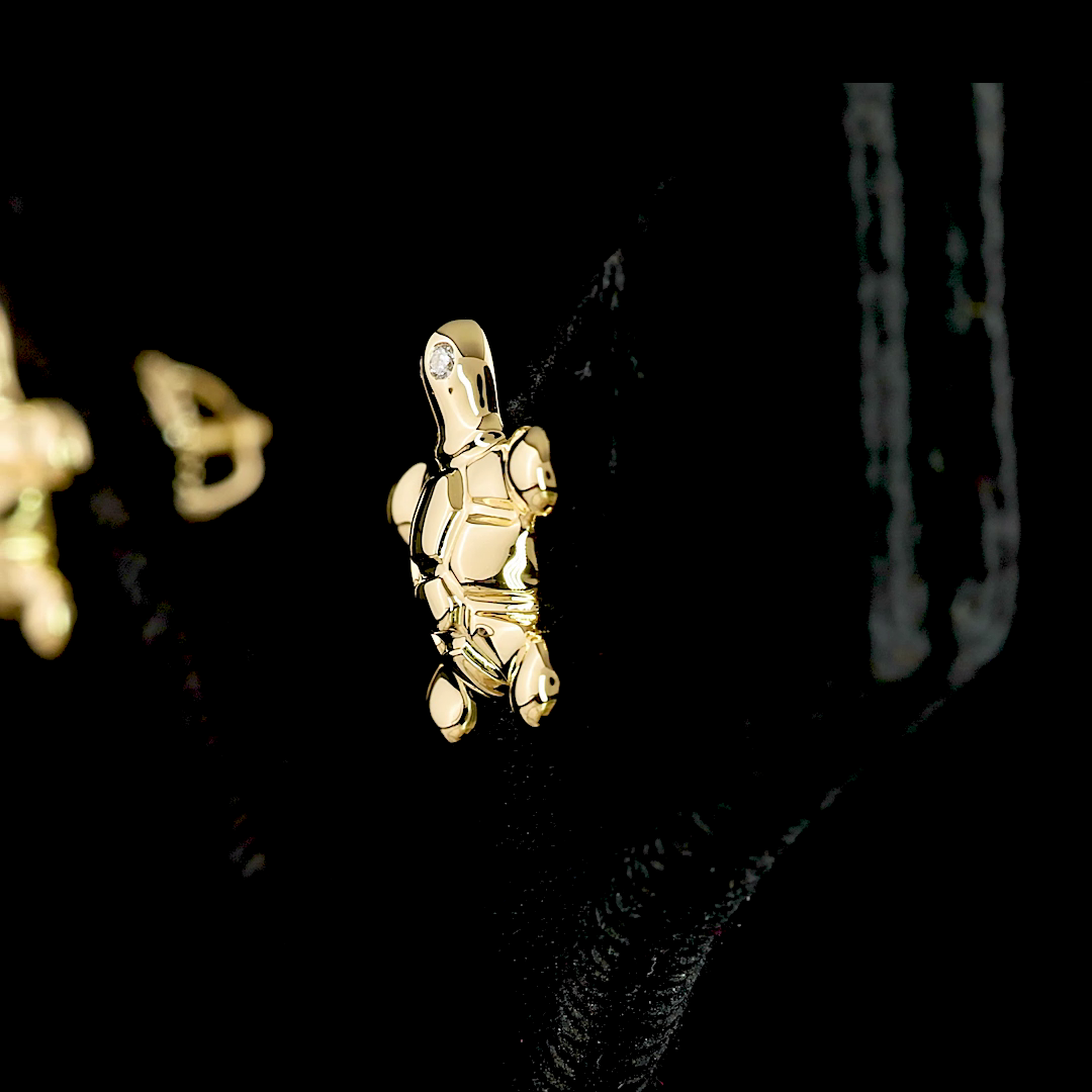 0.03 CT Round Lab Grown Diamond Symbol Earrings in 18K Yellow Gold — Laura Milman New York