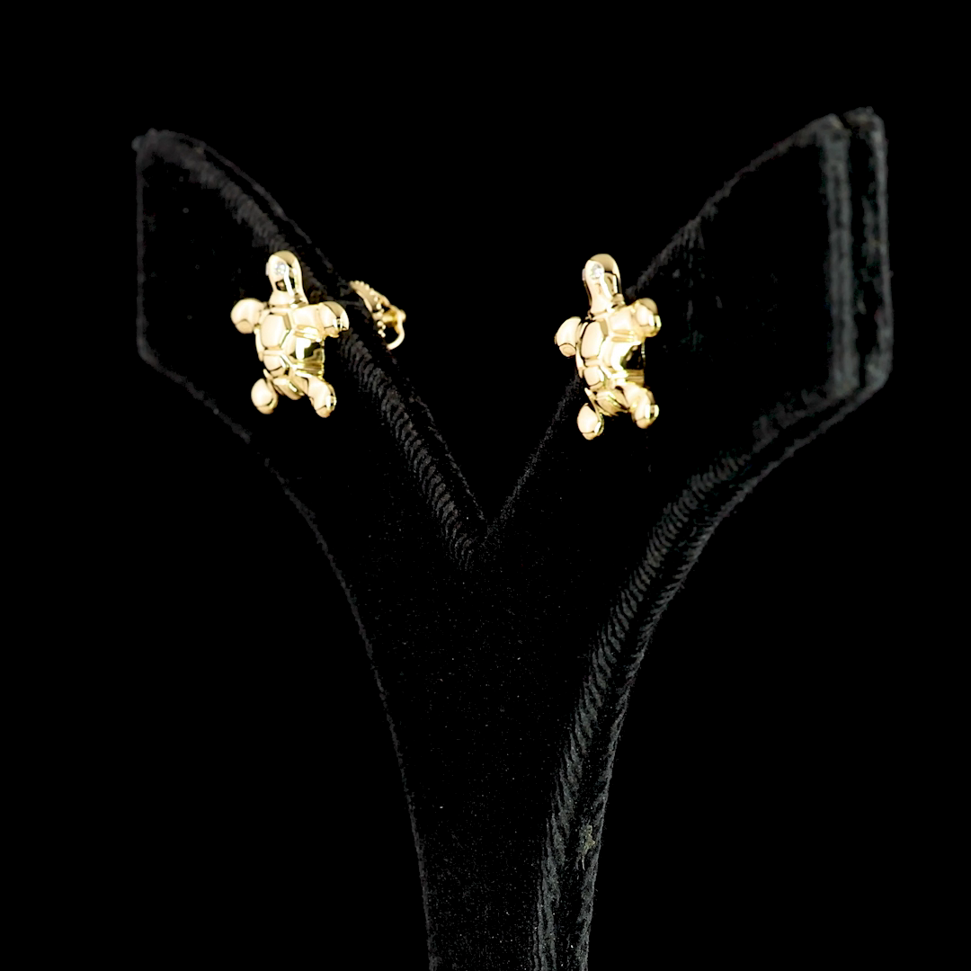 0.03 CT Round Lab Grown Diamond Symbol Earrings in 18K Yellow Gold — Laura Milman New York