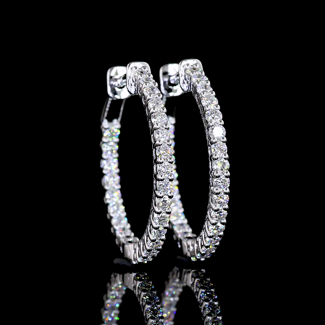 1.03 CT Round Lab Grown Diamond Hoop Earrings in 14K White Gold — Laura Milman New York