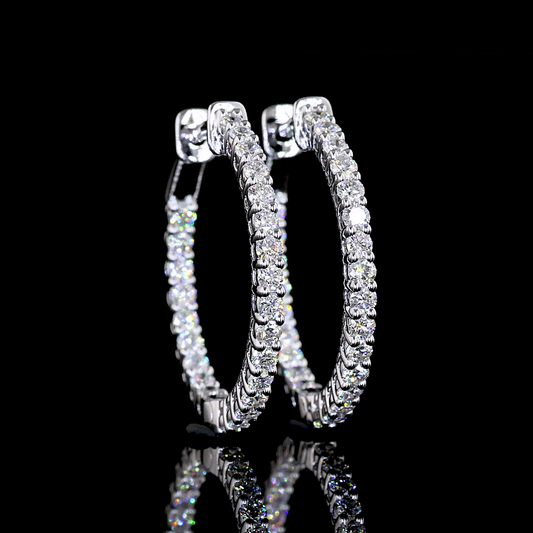 1.03 CT Round Lab Grown Diamond Hoop Earrings in 14K White Gold
