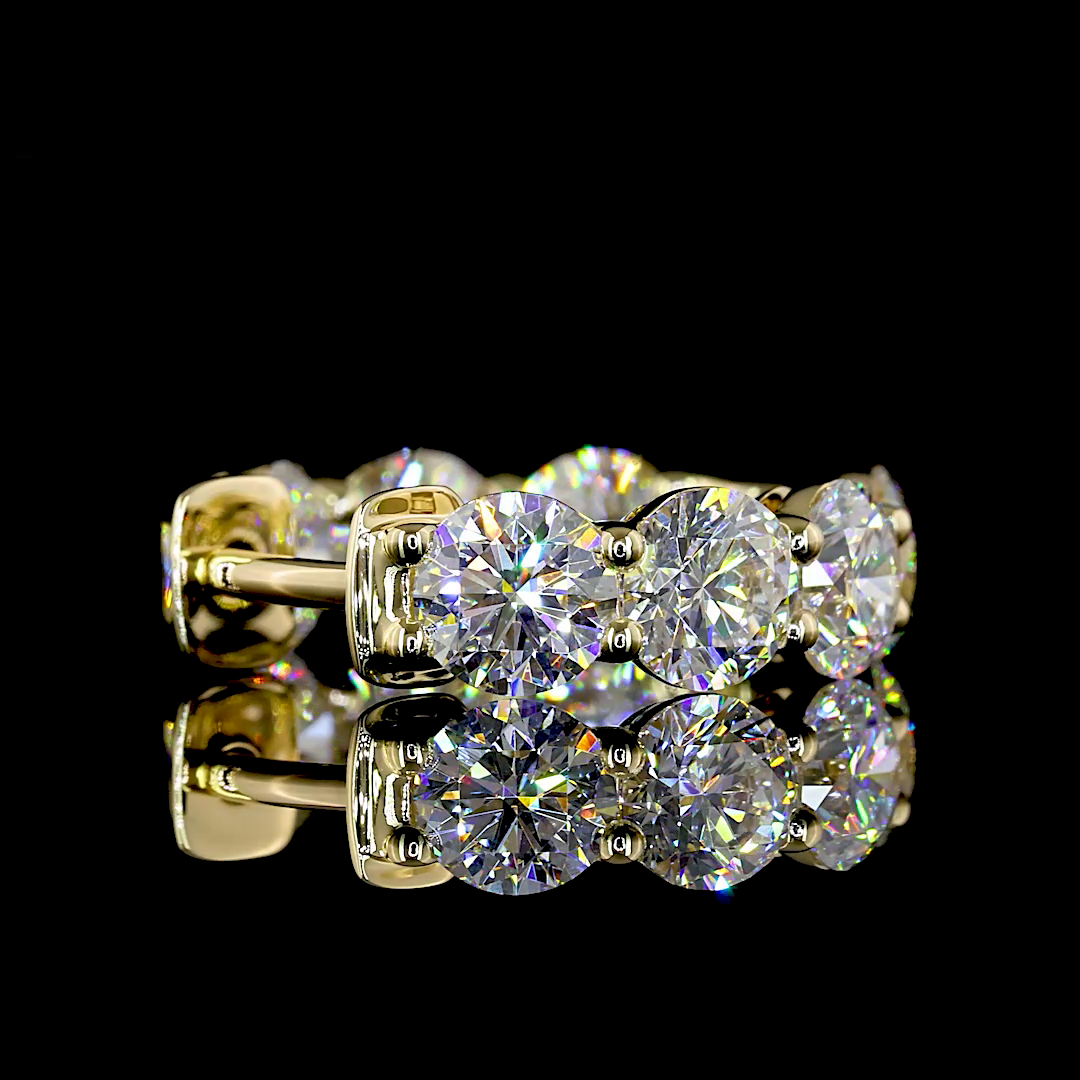 3.87 CT Round Lab Grown Diamond Huggie Earrings in 14K Yellow Gold — Laura Milman New York