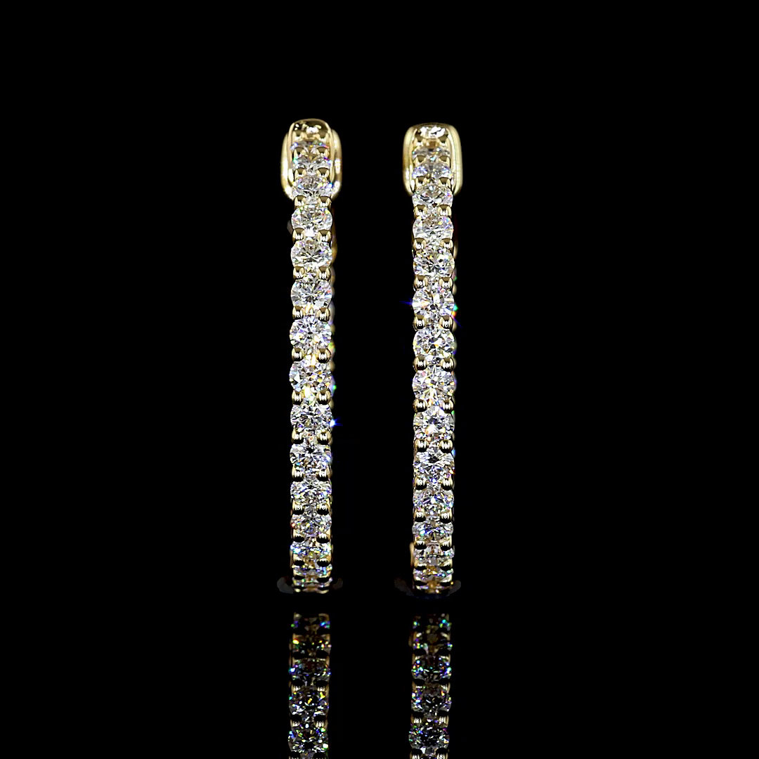 1.01 CT Round Lab Grown Diamond Hoop Earrings in 14K Yellow Gold — Laura Milman New York