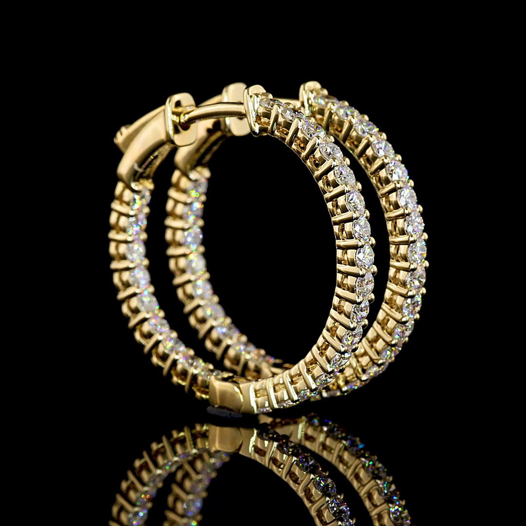 1.01 CT Round Lab Grown Diamond Hoop Earrings in 14K Yellow Gold — Laura Milman New York