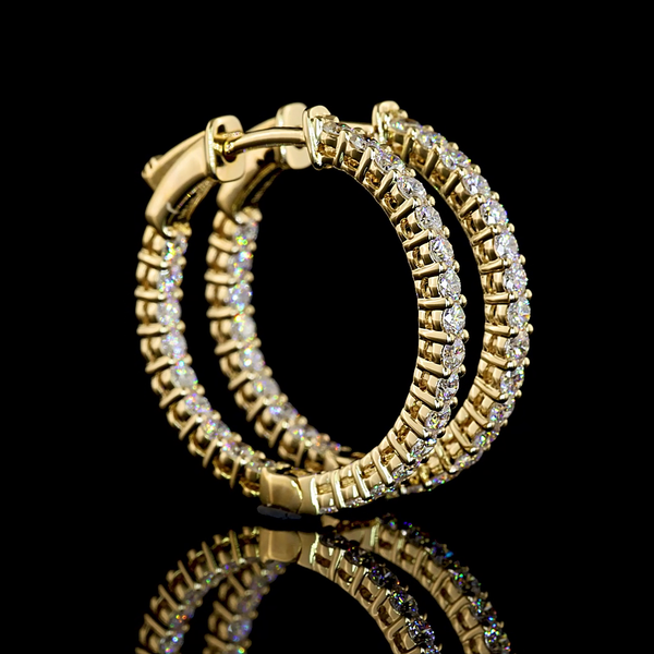 1.01 CT Round Lab Grown Diamond Hoop Earrings in 14K Yellow Gold