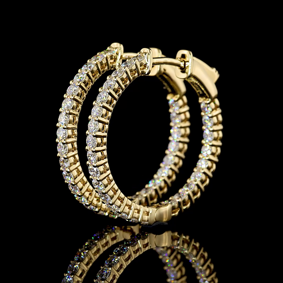 1.01 CT Round Lab Grown Diamond Hoop Earrings in 14K Yellow Gold — Laura Milman New York