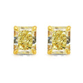 Fancy Yellow Radiant Diamond Stud Earrings in 18K Yellow Gold view 1