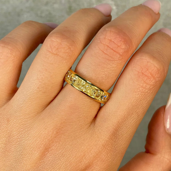 8.13ctw Fancy Yellow Cushion Diamond Channel Set Eternity Band — view 2