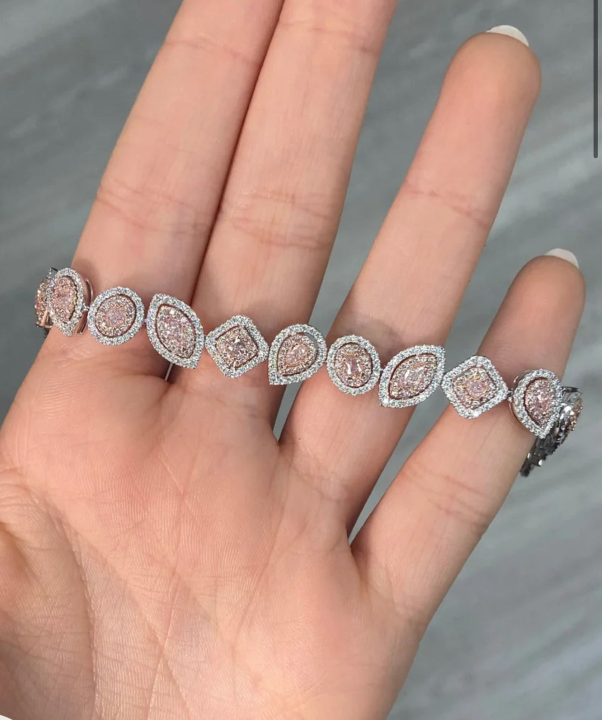 5.42ctw Pink Diamond Mixed Shape Halo Bracelet — view 3 — Laura Milman New York