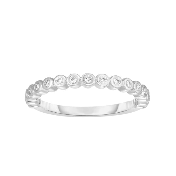 Diamond Bezel-Set Stackable Band Ring in 14k White Gold - Sizable - Laura Milman New York