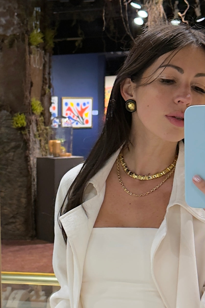 David Webb Platinum & 18K Yellow Gold Hammered Gold And Black Enamel Clip Earrings — view 5 — Laura Milman New York