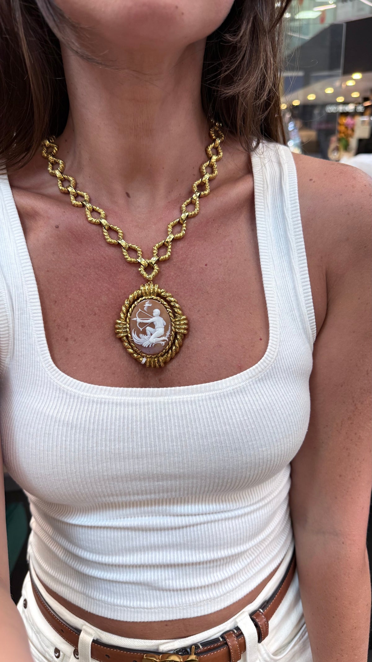 David Webb 18K Yellow Gold Cameo Sagittarius Brooch — view 7 — Laura Milman New York