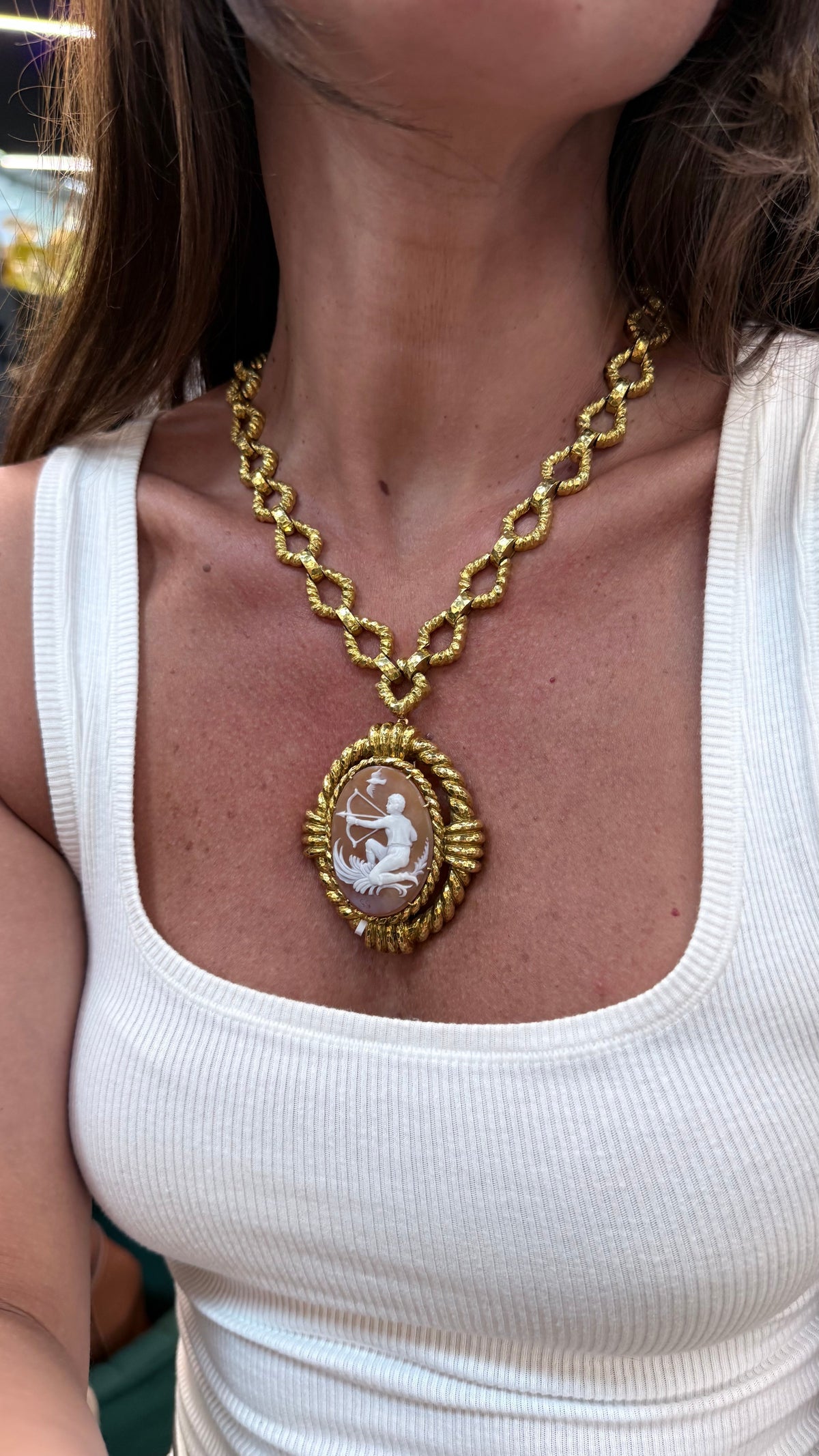 David Webb 18K Yellow Gold Cameo Sagittarius Brooch — view 6 — Laura Milman New York