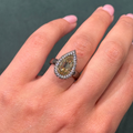 Fancy Brownish Yellow Pear Diamond Ring in Blackened 18K Yellow Gold view 2