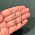 Green Chameleon Pear Diamond Earrings in 18K White and Rose Gold view 2