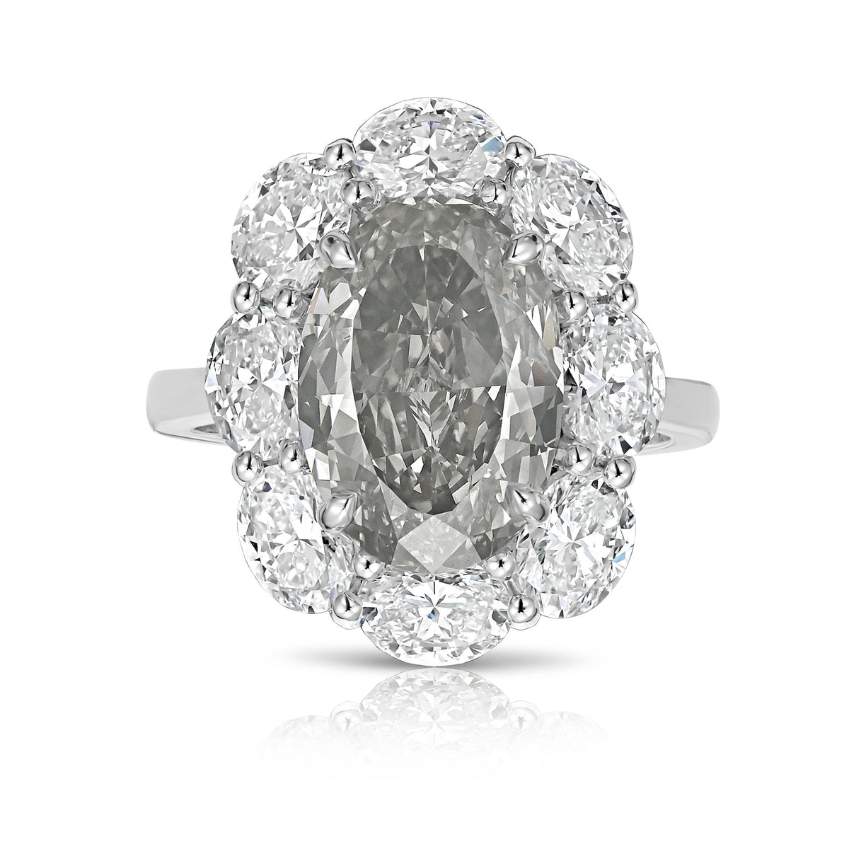 4.04ct Fancy Gray Oval Diamond Halo Engagement Ring — Laura Milman New York