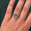 Fancy Green Radiant Diamond Ring in Platinum and 14K Rose Gold view 2