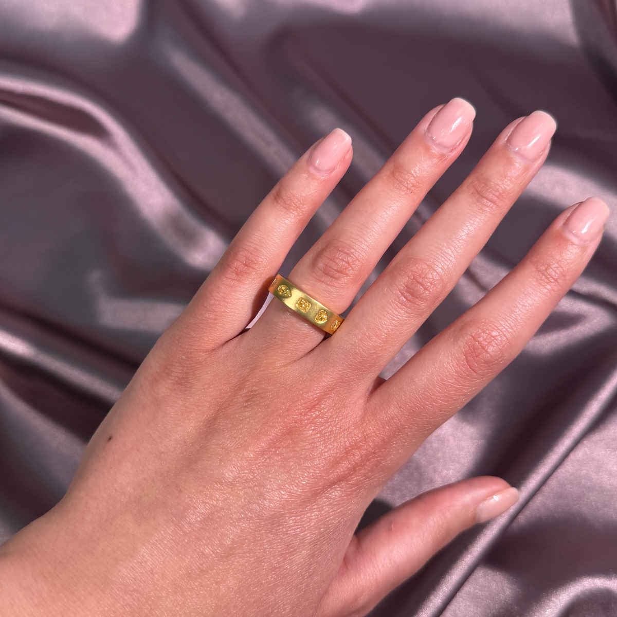 1.81ct Mixed Shape Yellow Diamond Bezel Eternity Band — view 5 — Laura Milman New York