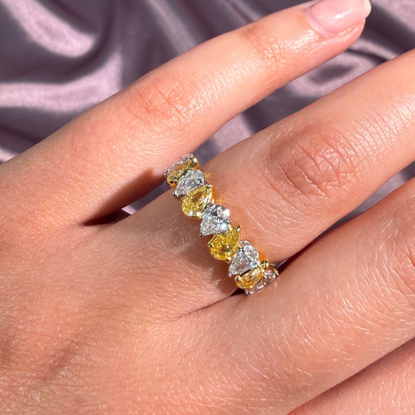 2.19ctw Yellow Pear Diamond & White Pear Diamond Alternating Halfway Band — view 2