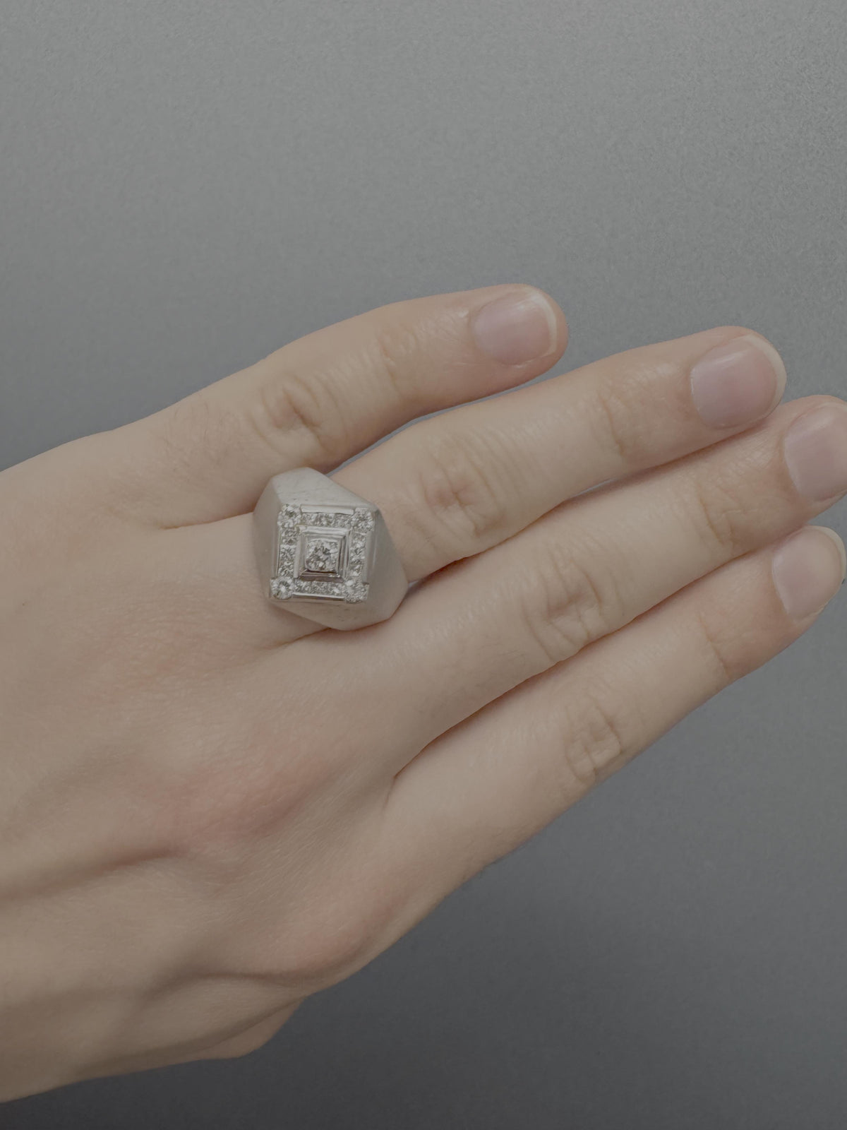 14k White Gold Mens Statement Ring in 1.5ct Diamonds — Laura Milman New York