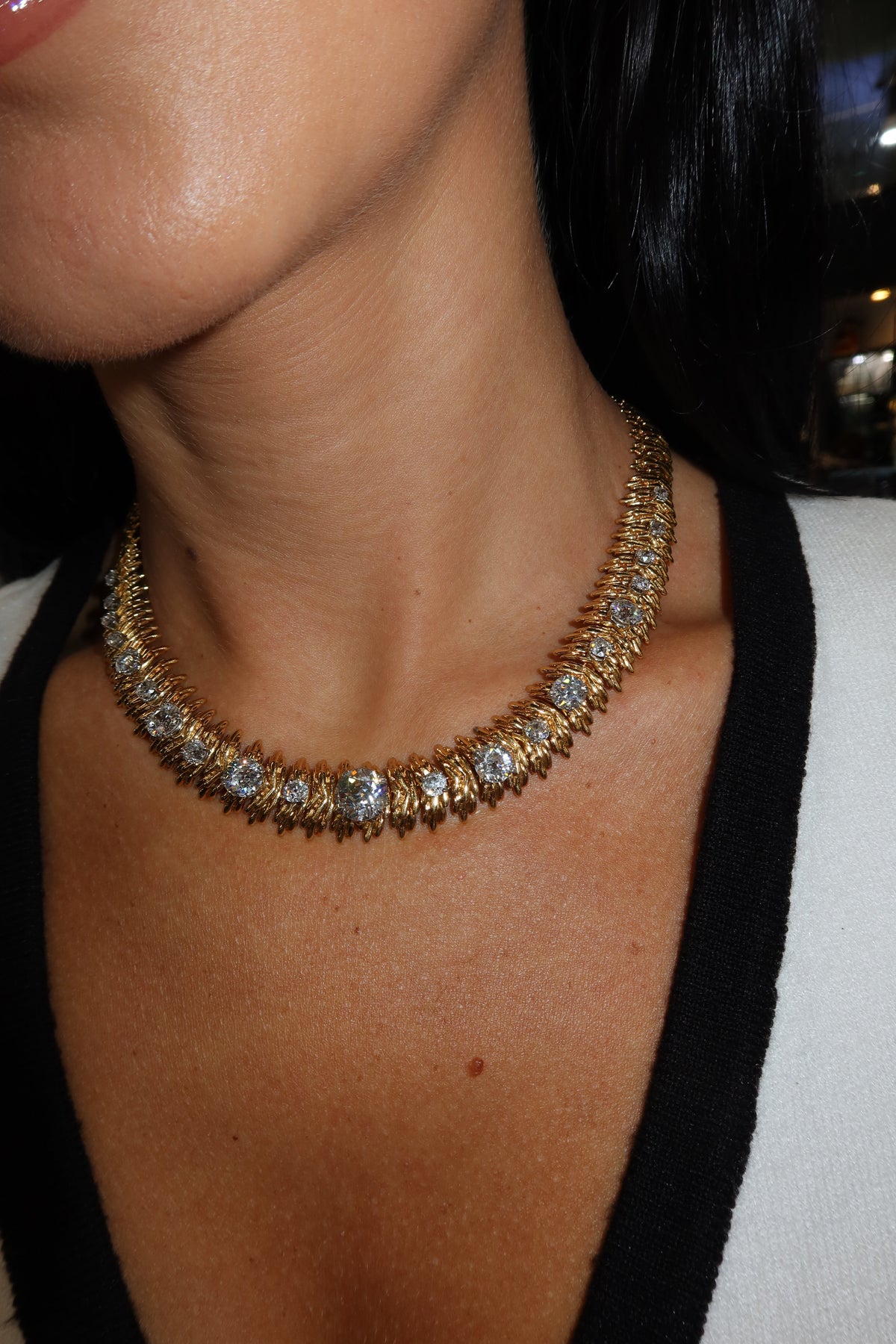 Boucheron 18K Yellow Gold Old European Cut 13.00cttw Diamond Necklace — view 8 — Laura Milman New York