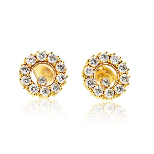 Pre-Owned Chopard 18K Yellow Gold Happy Diamond Round 1.20cttw Stud Earrings - Chopard Earrings