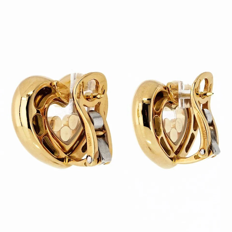 Chopard Happy Diamonds 18K Yellow Gold Three Diamond Floating 0.25cttw Earrings — view 3 — Laura Milman New York