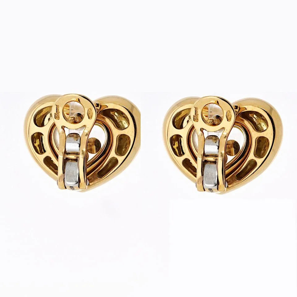 Chopard Happy Diamonds 18K Yellow Gold Three Diamond Floating 0.25cttw Earrings — view 4 — Laura Milman New York