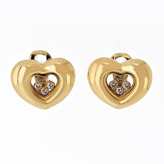 Pre-Owned Chopard Happy Diamonds 18K Yellow Gold Three Diamond Floating 0.25cttw Earrings - Chopard Earrings