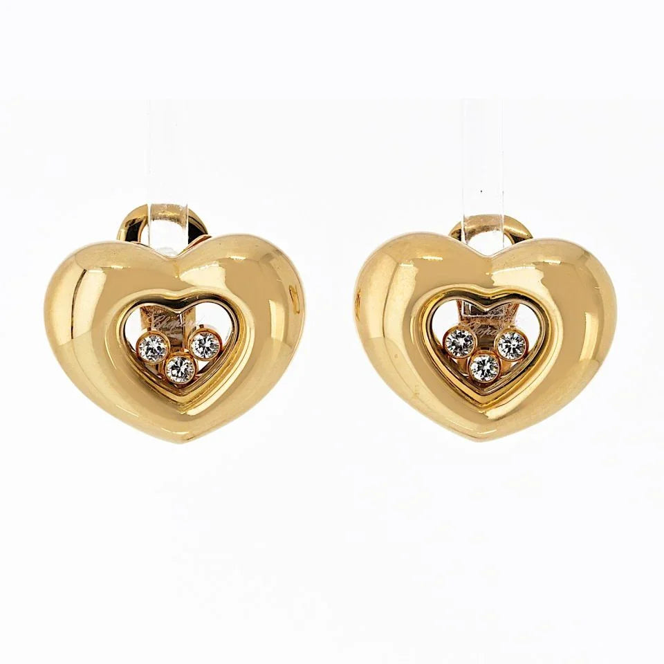 Chopard Happy Diamonds 18K Yellow Gold Three Diamond Floating 0.25cttw Earrings — Laura Milman New York