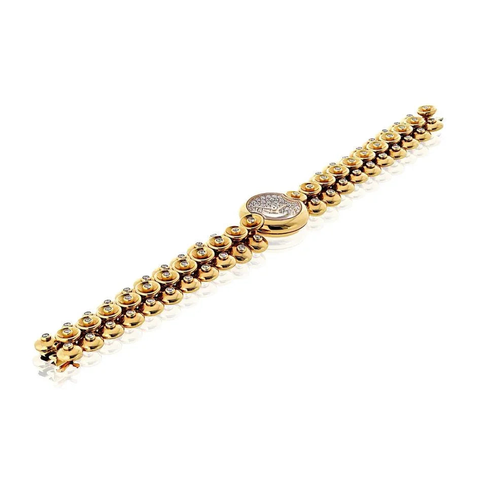 Pre-Owned Van Cleef & Arpels 18K Yellow Gold Bouton D'or Medium Model Diamond Dial Watch view 2 - Van Cleef & Arpels — Laura Milman New York