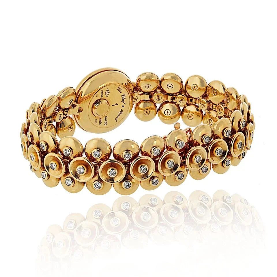 Pre-Owned Van Cleef & Arpels 18K Yellow Gold Bouton D'or Medium Model Diamond Dial Watch view 3 - Van Cleef & Arpels — Laura Milman New York
