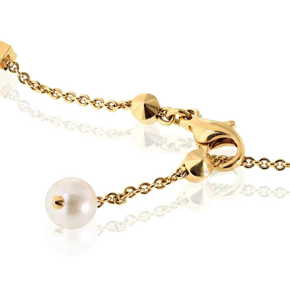 Bvlgari 18K Yellow Gold Lycea Pearl Chain 33 Inches Long Necklace — view 5 — Laura Milman New York