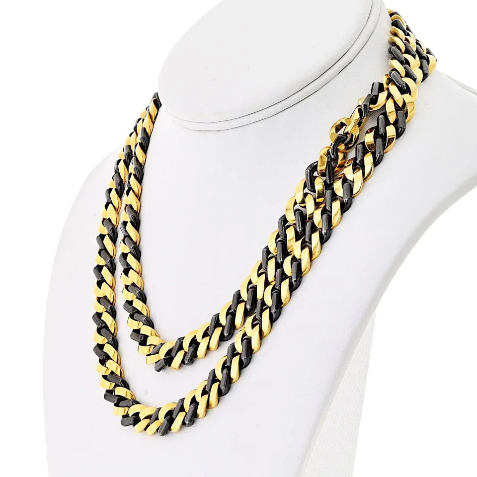Bvlgari 18K Yellow Gold 34 Inches Curb Link Necklace — view 2 — Laura Milman New York