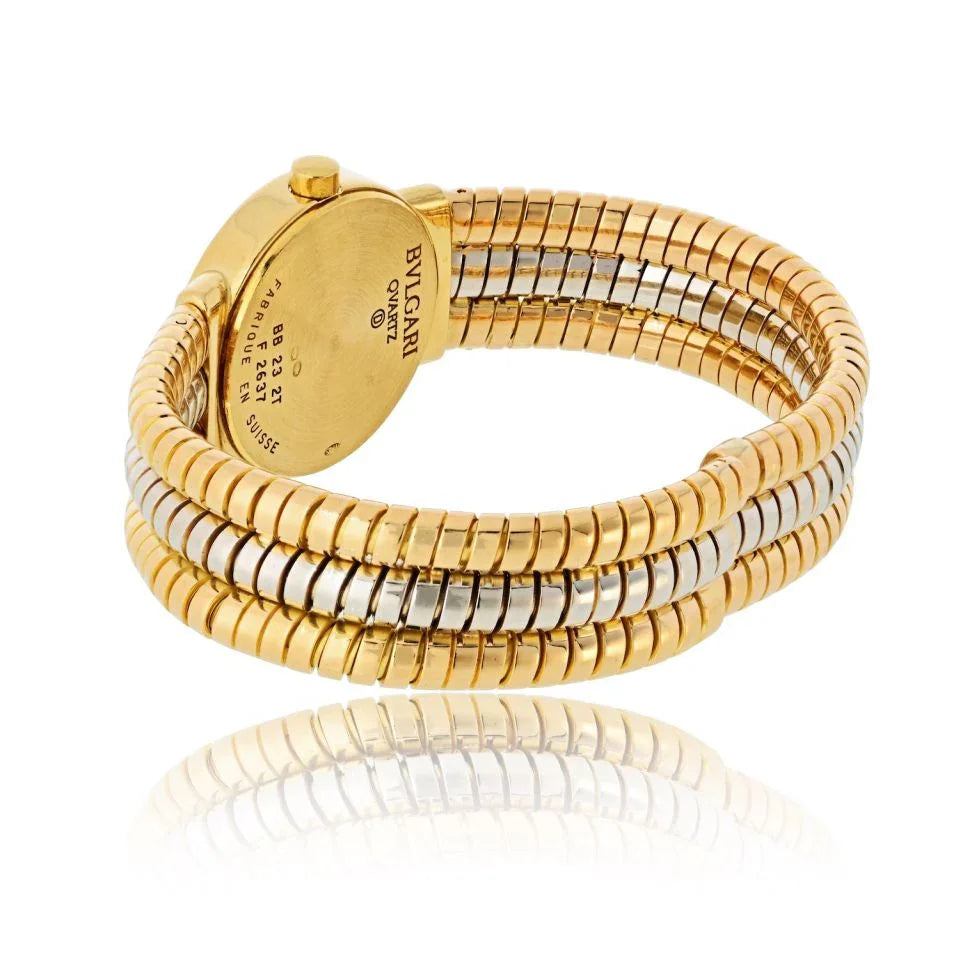 Pre-Owned Bvlgari 18K Two Tone BB 232T Tubogas Watch view 3 - Bvlgari — Laura Milman New York