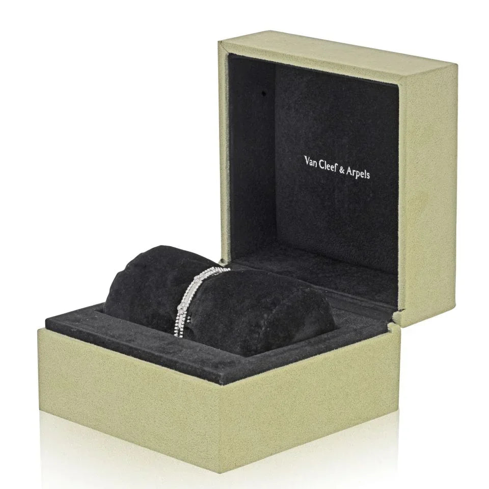 Van Cleef & Arpels 18K White Gold Perlee Clover Diamond Size S Bracelet — view 5 — Laura Milman New York