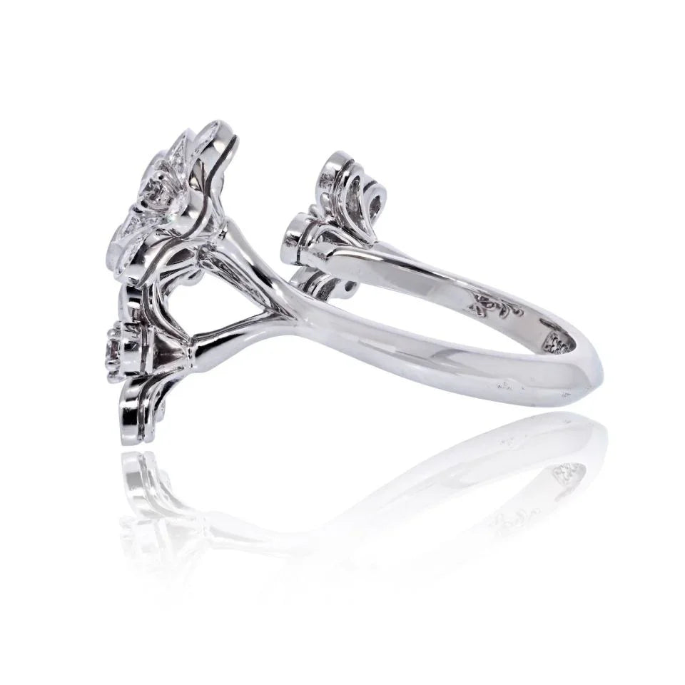 Van Cleef & Arpels 18K White Gold Socrate Flower Diamond Ring — view 3 — Laura Milman New York