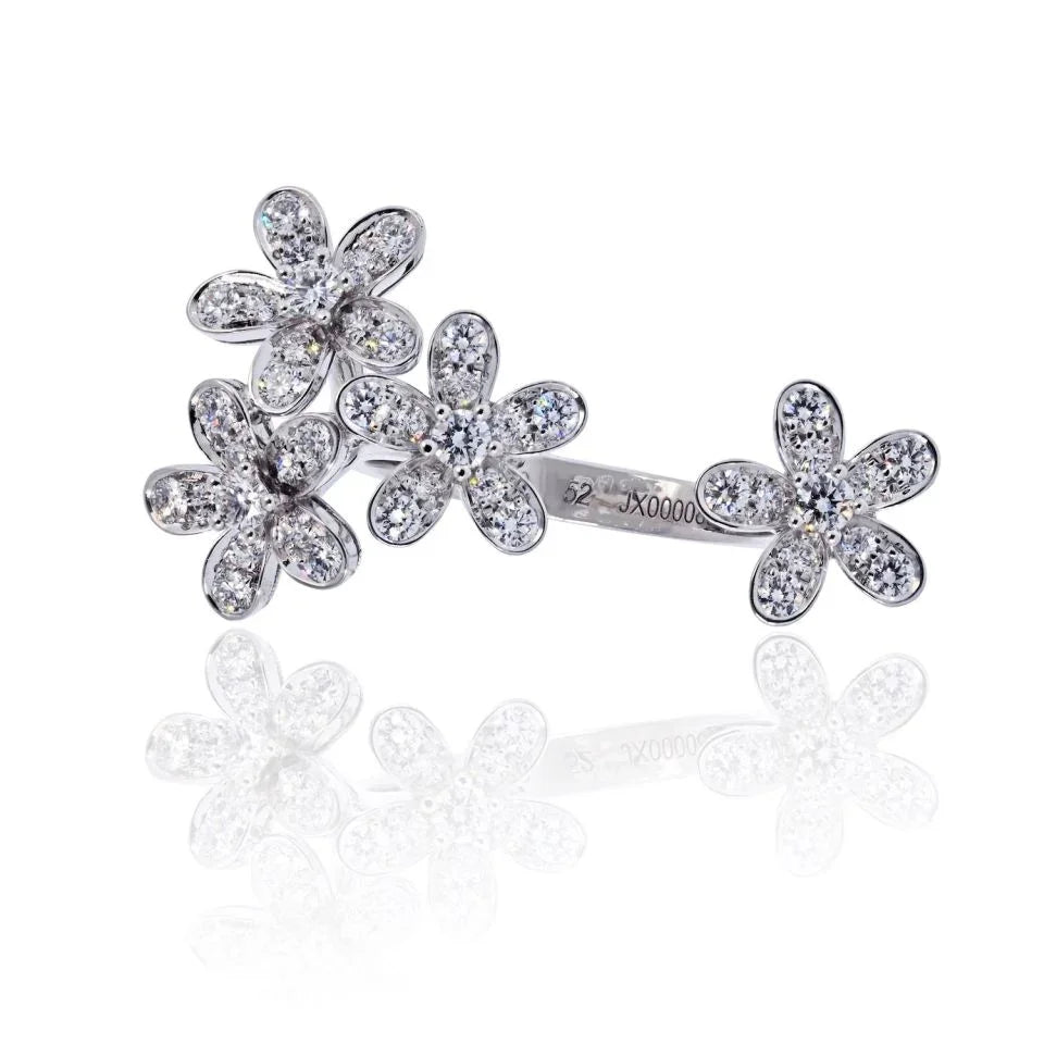 Van Cleef & Arpels 18K White Gold Socrate Flower Diamond Ring — Laura Milman New York