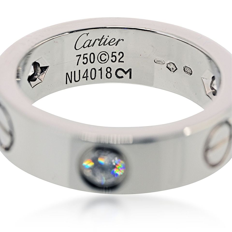Cartier Love 18K White Gold 3 Diamond Ring — view 3 — Laura Milman New York