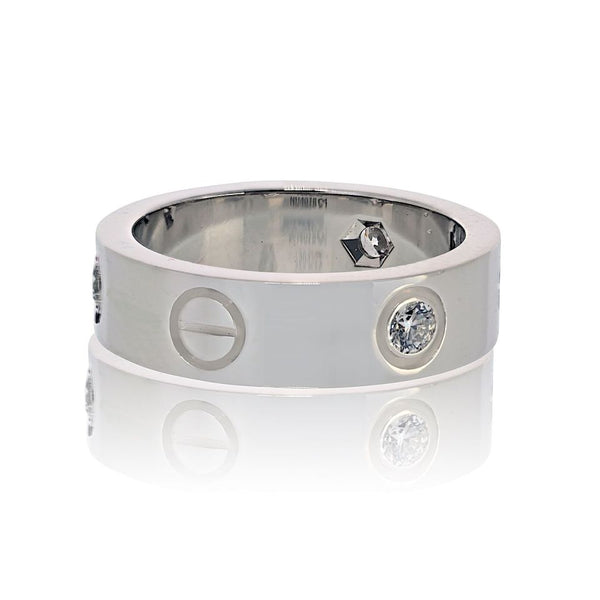 Pre-Owned Cartier Love 18K White Gold 3 Diamond Ring - Cartier Ring