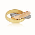 Pre-Owned Cartier Trinity 18K Tri Color Diamond Pave Ring view 2 - Cartier