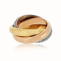 Pre-Owned Cartier Trinity 18K Tri Color Diamond Pave Ring view 3 - Cartier