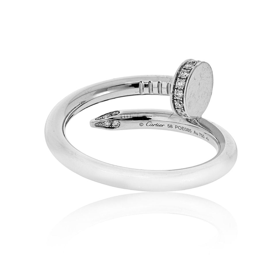 Cartier Juste Un Clou 18K White Gold Diamond Tip Ring — view 3 — Laura Milman New York