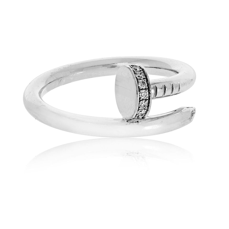 Cartier Juste Un Clou 18K White Gold Diamond Tip Ring — Laura Milman New York