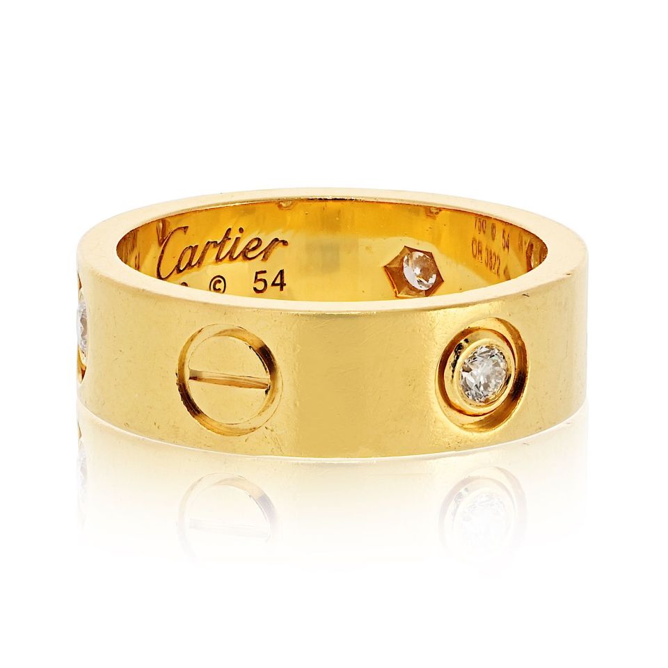 Cartier Love 18K Yellow Gold 3 Diamond, Size 54 Ring — Laura Milman New York