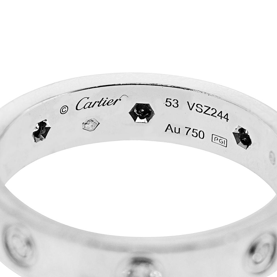 Cartier Love 18K White Gold Mini Diamond Ring — view 3 — Laura Milman New York