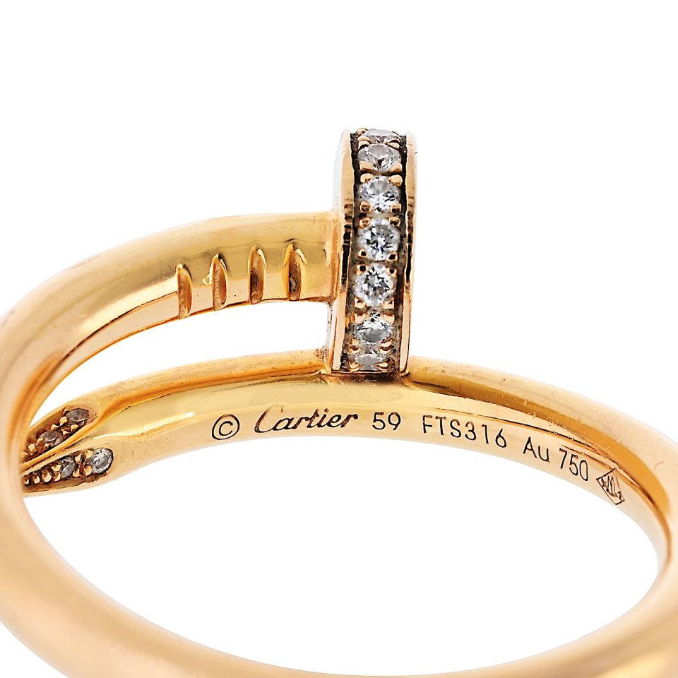 Cartier Juste Un Clou 18K Rose Gold Diamond Ring — view 2 — Laura Milman New York