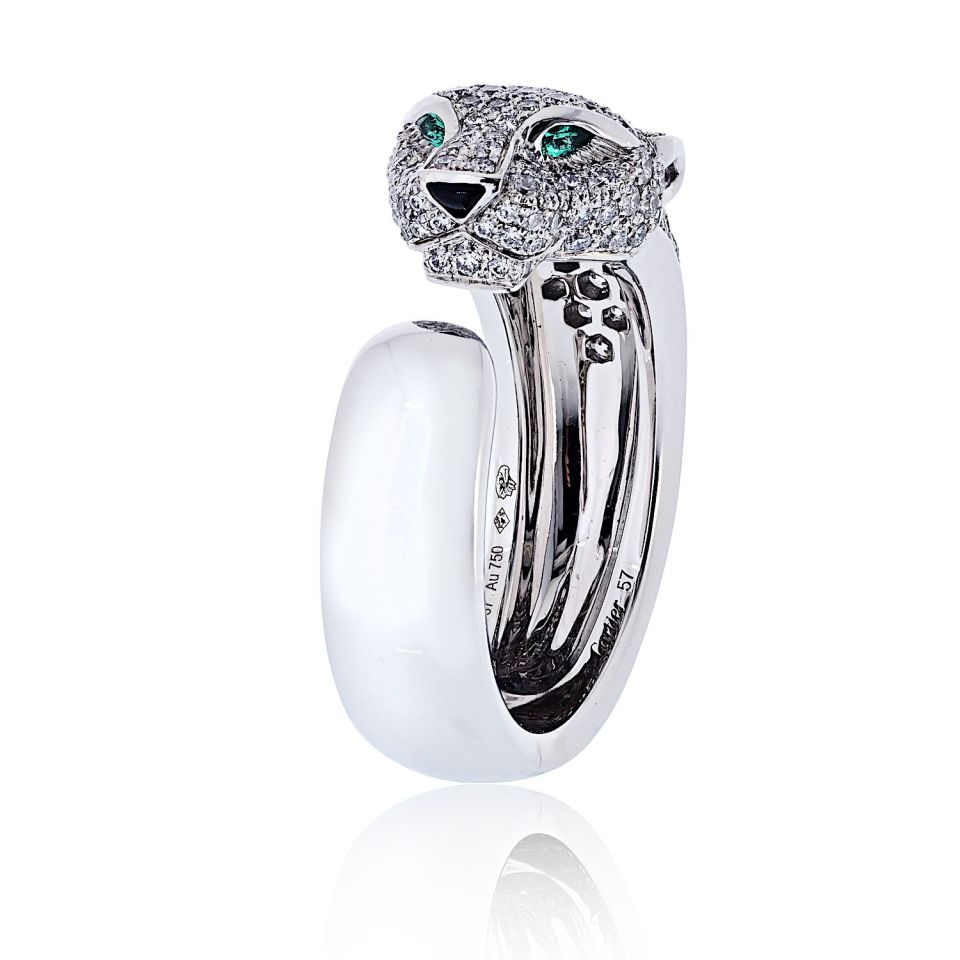 Cartier Panthere 18K White Gold Pave Lakarda Ring — Laura Milman New York