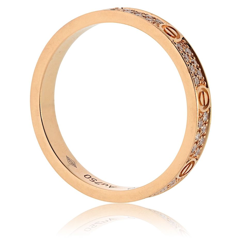 Cartier Love 18K Rose Gold Mini Pave Diamond Ring — view 4 — Laura Milman New York