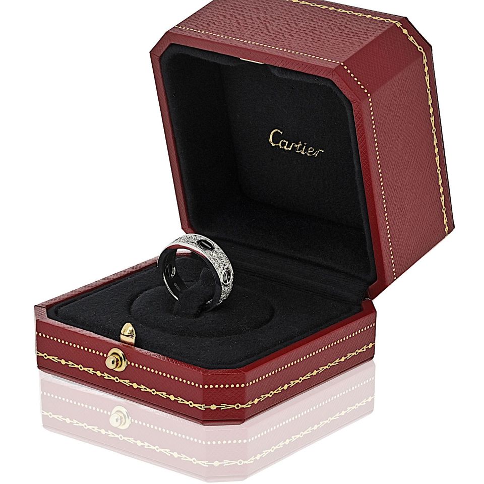 Cartier Love 18K White Gold Black Ceramic Motifs Ring — view 4 — Laura Milman New York